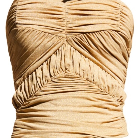 Ruched gold sparkly tube top - Picture 3 of 4